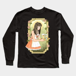 sad waiter girl. art niveau. roses. Long Sleeve T-Shirt